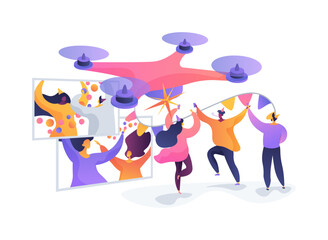 Event Photography Robot abstract concept vector illustration.