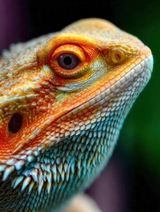 Fototapeta premium Colorful bearded dragon resting in a vibrant natural setting during daylight