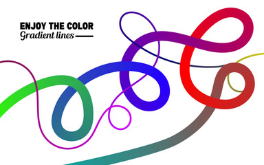 Abstract wavy line flowing in curve shape with rainbow vector gradient on background with copy space