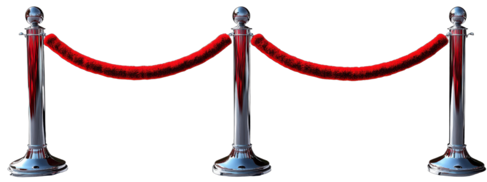 Red velvet rope barrier for event or VIP access