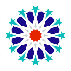 Geometric Arabic Mosaic. Islamic geometric pattern, zellige, Logotype inspiration, pre made decorative fashion labels, signs. Vector Zellige