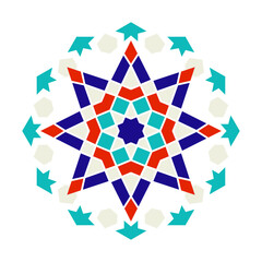 Geometric Arabic Mosaic. Islamic geometric pattern, zellige, Logotype inspiration, pre made decorative fashion labels, signs. Vector Zellige