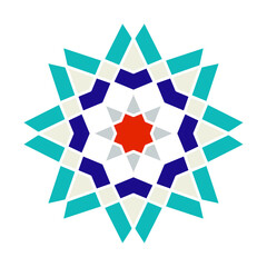 Geometric Arabic Mosaic. Islamic geometric pattern, zellige, Logotype inspiration, pre made decorative fashion labels, signs. Vector Zellige