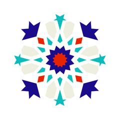 Geometric Arabic Mosaic. Islamic geometric pattern, zellige, Logotype inspiration, pre made decorative fashion labels, signs. Vector Zellige