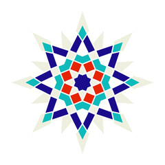 Geometric Arabic Mosaic. Islamic geometric pattern, zellige, Logotype inspiration, pre made decorative fashion labels, signs. Vector Zellige