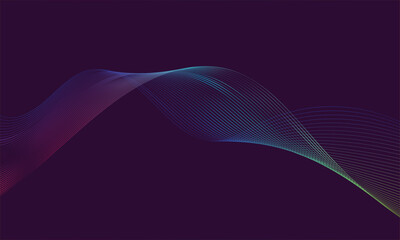 Gradient colorful abstract flowing lines background on dark space art