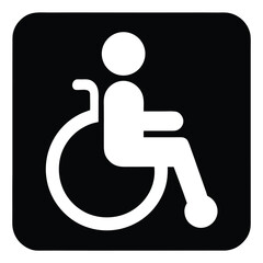 Wheelchair user black square accessible restroom icon silhouette