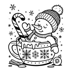 Melting Snowman in Holiday Mug Vector
