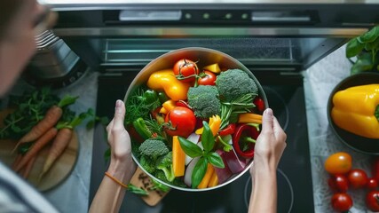 Person preparing meal with vegetables