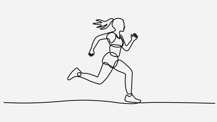 Minimalist One-Line Drawing of a Running Woman