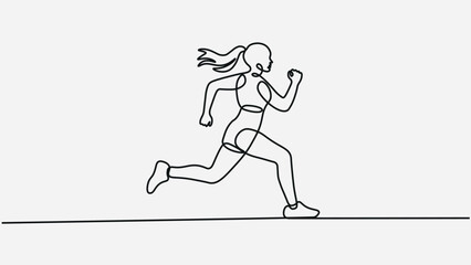 Minimalist One-Line Drawing of a Running Woman
