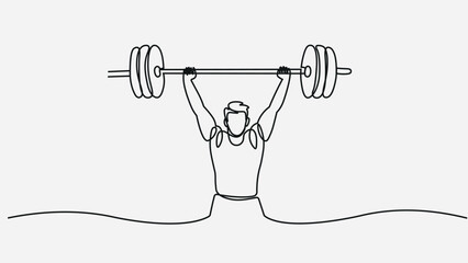 Continuous One Line Drawing- Weightlifter Overhead Lift