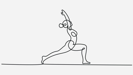 Continuous One-Line Art of a Woman Doing Side Stretch Exercise