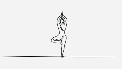  Continuous One-Line Art of a Woman in Yoga Headstand Pose