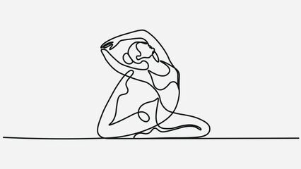  Continuous One-Line Art of a Woman in Yoga Headstand Pose