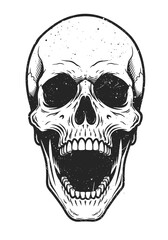 Detailed Monochrome Line Art Skull Anatomy Illustration Creepy Spooky Icon