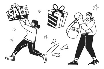 Festive boxing gifts and sales tag boxing gloves gift boxes.