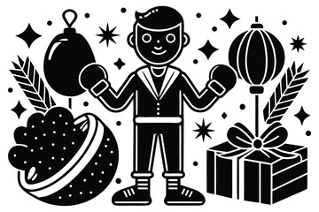 Festive boxing gifts and sales tag boxing gloves gift boxes.