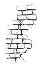 Sketchy Hand drawn Cracked Brick Wall Structure Construction Surface Illustration
