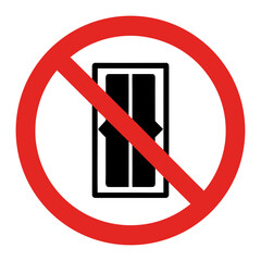 No elevator sign with red prohibition symbol and elevator icon, clear message not to use elevator. No elevator warnings enhance safety awareness in public spaces, providing guidance for users.