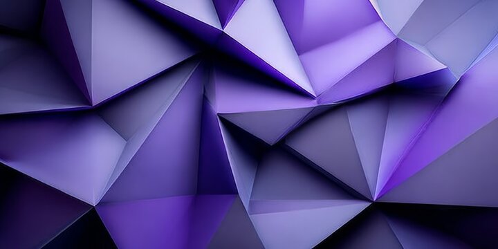 Abstract Purple Geometric Crystal Facets with Light Effects in a Modern Artistic Setting