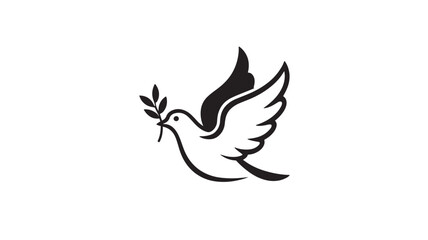 Obraz premium Dove with olive branch vector illustration symbol of peace and hope isolated on white background