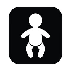 Baby figure black square flat design icon silhouette