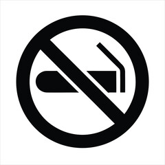 No smoking symbol black square circle slash flat design icon