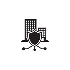 Corporate Cybersecurity Shield Icon Black and White Vector for Business IT and Network Protection