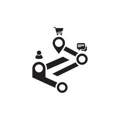 Black and White Vector Icon for Business Network Ecommerce Customer Journey and Communication
