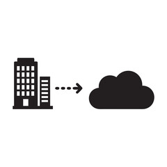 Business to Cloud Migration Black and White Vector Icon for IT and Enterprise