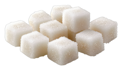 Close-up view of white sugar cubes with granulated texture