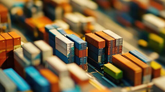 Video Close-up view of several containers stacked on a train track