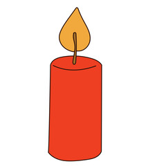 Cartoon Candle. Funny Positive Christmas Holiday Symbol   Winter Xmas or New Year Gift Decoration. 