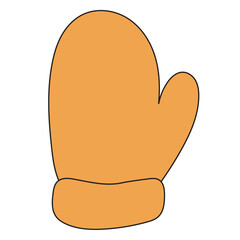 Cartoon Mitten. Funny Positive Christmas Holiday Symbol Icon  for Winter Xmas or New Year Gift Decoration. Merry Christmas Celebration Greeting Family Party Cozy Wool Glove Art Element.