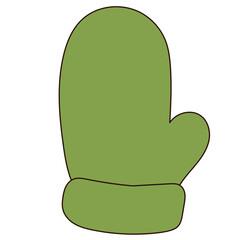 Cartoon Mitten. Funny Positive Christmas Holiday Symbol Icon  for Winter Xmas or New Year Gift Decoration. Merry Christmas Celebration Greeting Family Party Cozy Wool Glove Art Element.