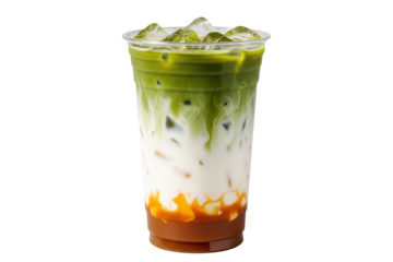 iced caramel or pumpkin matcha latte isolated
