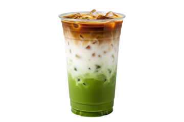 iced dirty matcha latte coffee isolated