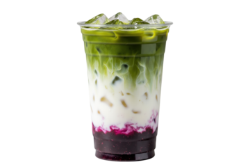 iced blueberry matcha latte isolated