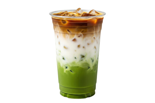 iced dirty matcha latte coffee isolated