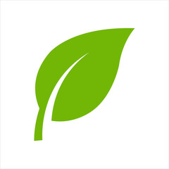 Simple green leaf icon symbolizing nature growth and environmental awareness