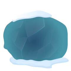 Glacial . A round block of ice covered with snow. Dark ice. Winter. Vector. Isolated on a white background.
