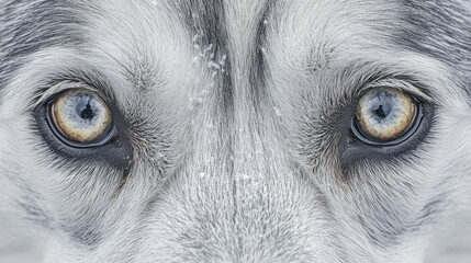 Close-up Portrait of an Adorable Siberian Husky with Striking Gold and Blue Eyes, Captivating Gaze