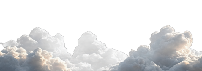 White fluffy clouds in the clear sky with soft lighting