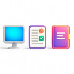 Computer with files and document for work and presentation