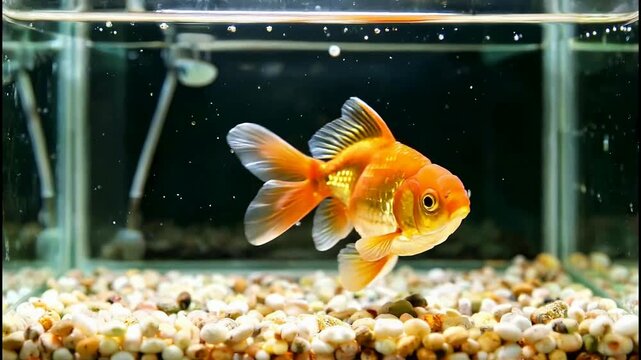 Goldfish Swimming in Aquarium - A Captivating Underwater Scene.
