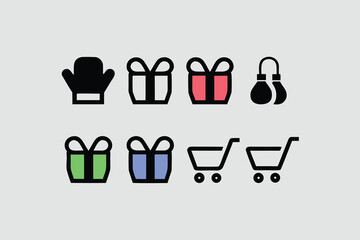 Flat vector icon collection for Boxing Day sale.