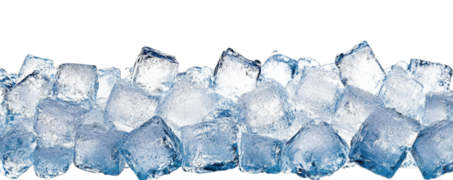 Close-up view of blue ice cubes for refreshing drinks