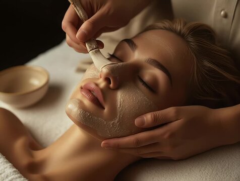 a woman getting facial treatment at a spa
