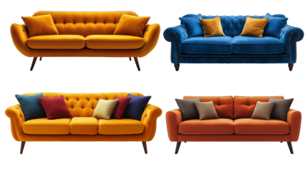 yellow and blue sofa isolated on white
